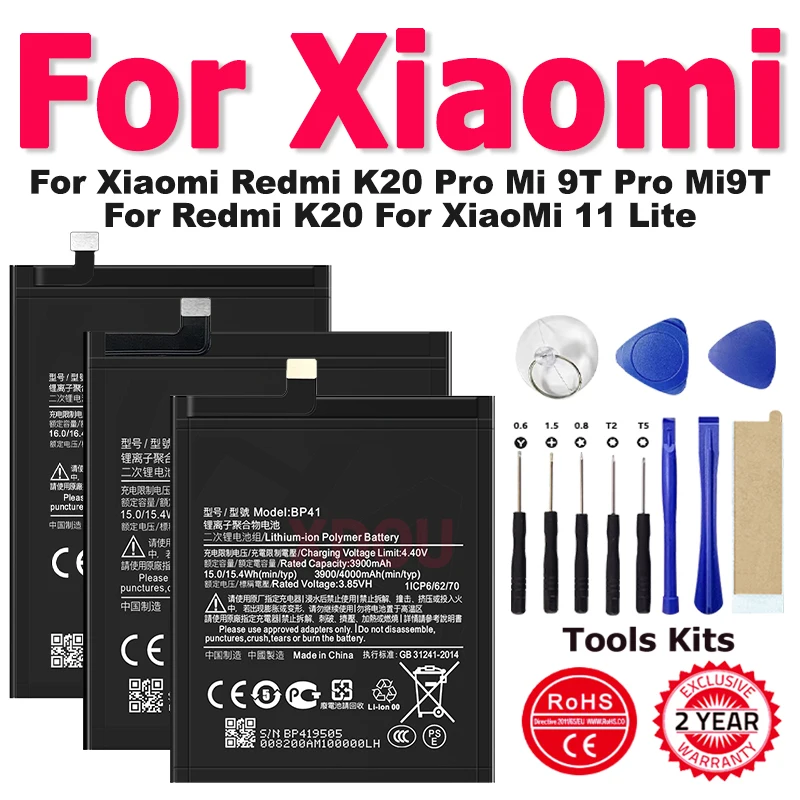 

Replacement Battery BP41 BP40 BP42 For Xiaomi Redmi K20 Pro Mi 9T Pro Mi9T For Redmi K20 For XiaoMi 11 Lite Battery