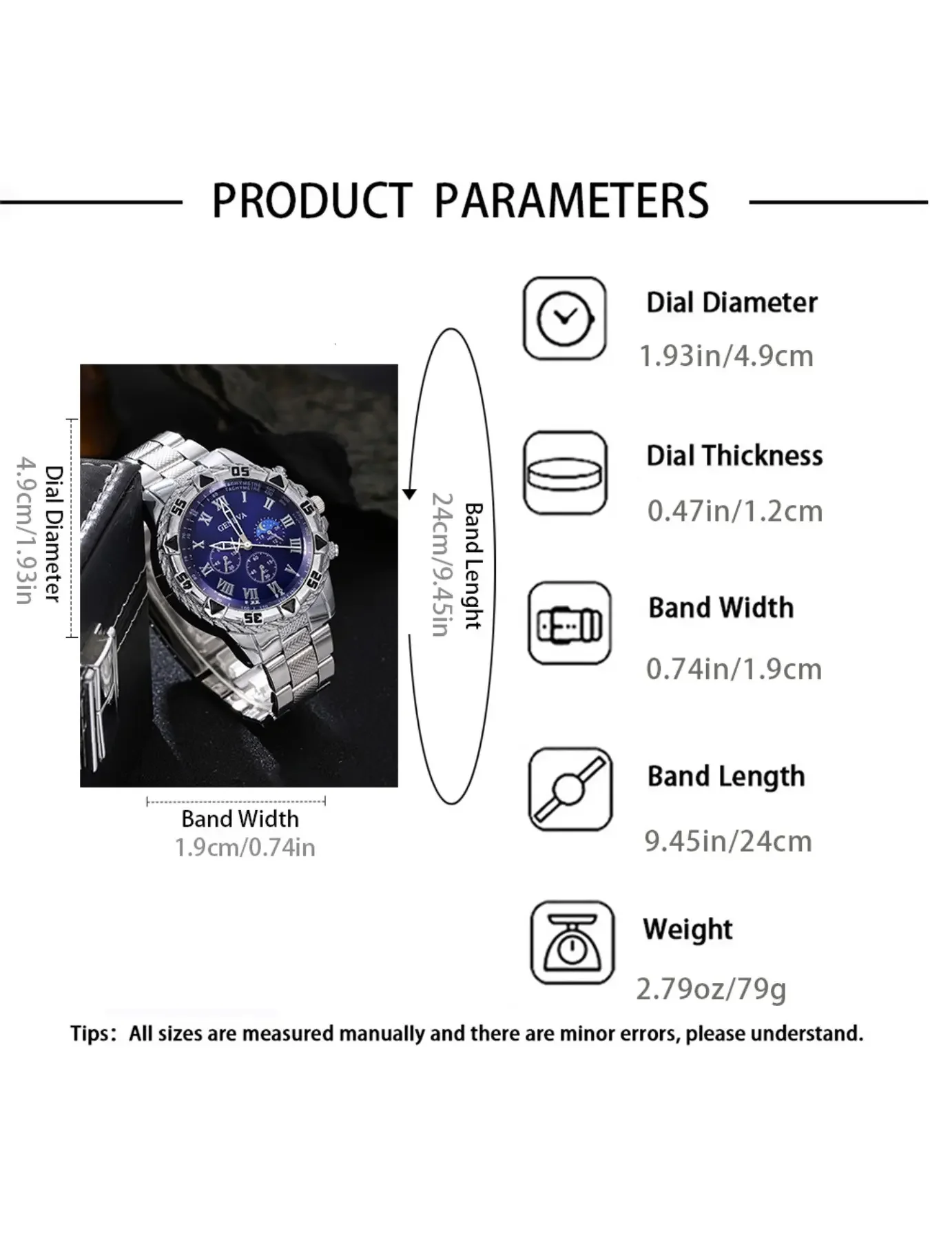 Business Fashion Casual Men's Quartz Analog Watch Set 2pcs with Bracelet, Ideal Gift for Daily Use, Parties