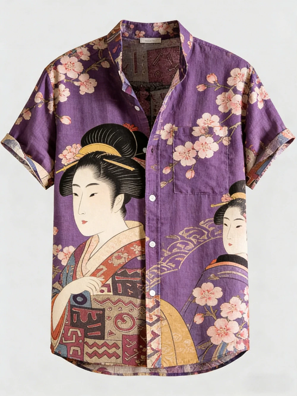 

Мужская винтажная рубашка с коротким рукавом с японским пейзажем, 3D-печать высокой четкости, гавайская дизайнерская рубашка для вечеринок на открытом воздухе