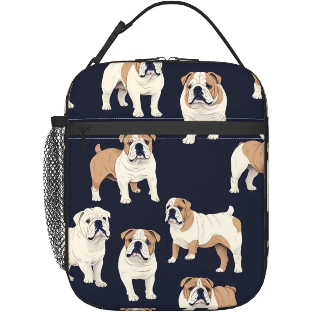English Bulldog Lunch Box For Kids Girls Boys Women Adult, Insulated Cute Dog Lunch Bag,Polyester Cooler Handbags Case