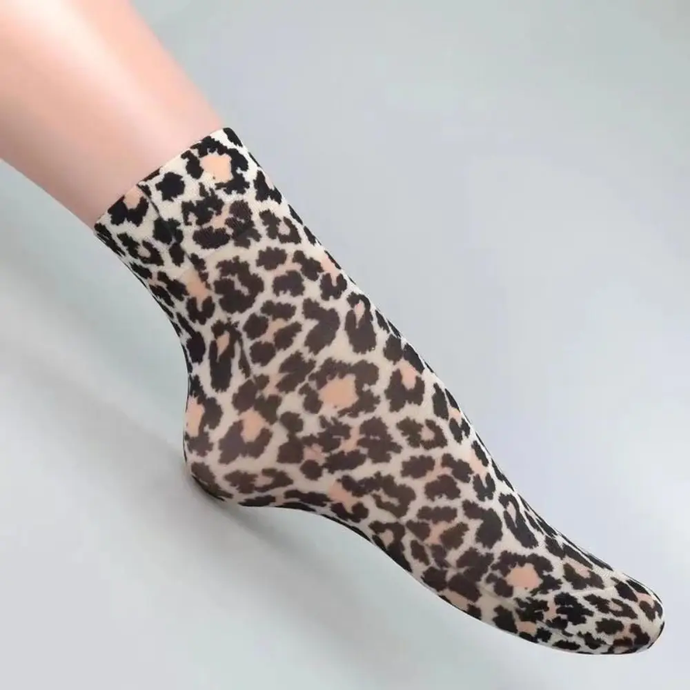 Trendy Lightweight Chic Leopard Print Mesh Socks Soft Comfortable Short Socks Durable Women Socks Elevate Your Style & Comfort