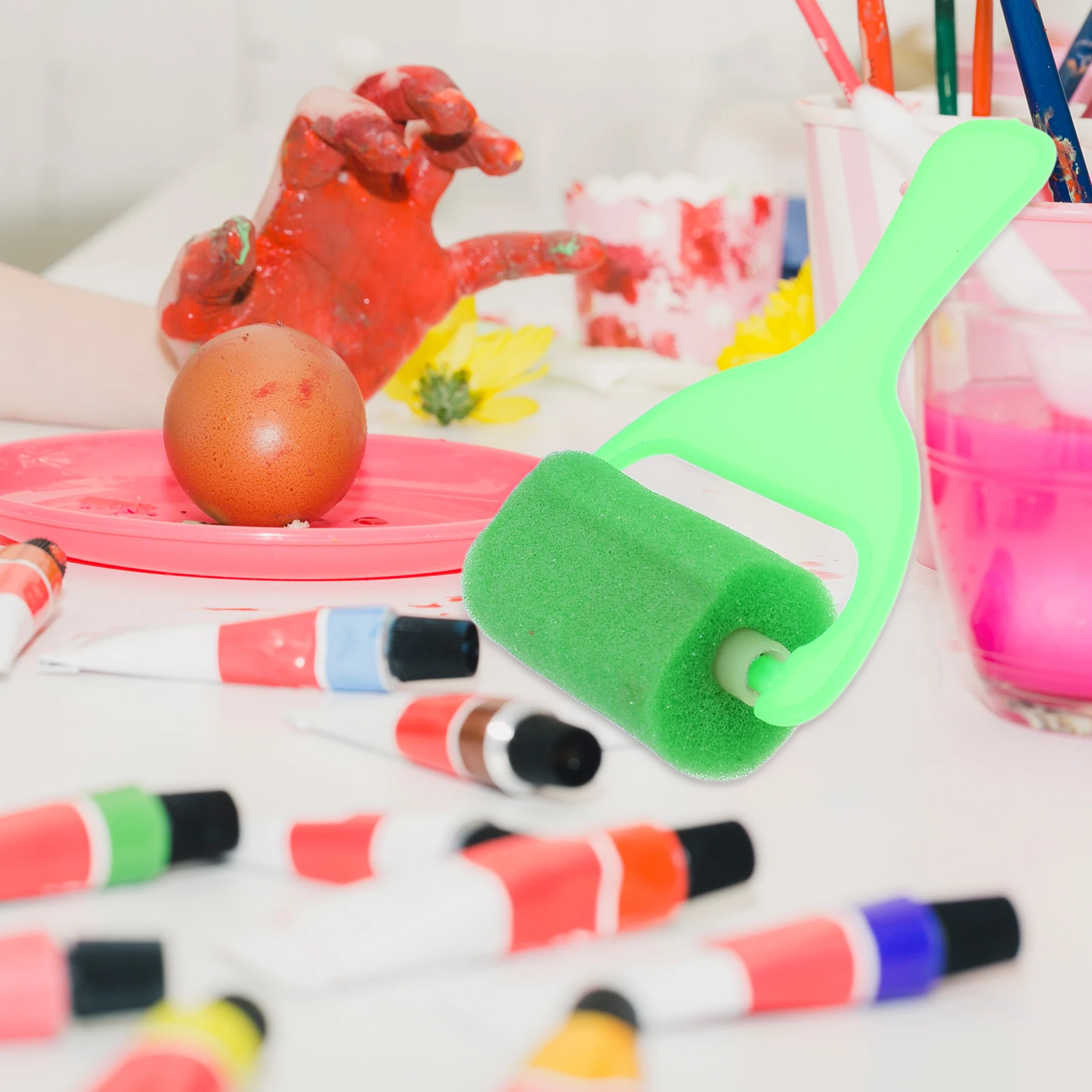 

4pcs Kids Painting Tools Wide Handle Sponge Rollers DIY Crafts Supplies Graffiti Drawing Brush Round Safe Material