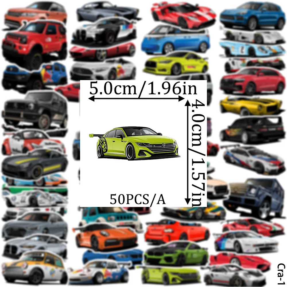 Cool Sports Racing Car Waterproof Stickers DIY Decals for Phone Case Laptop Water Bottle Scrapbook Journal Decor