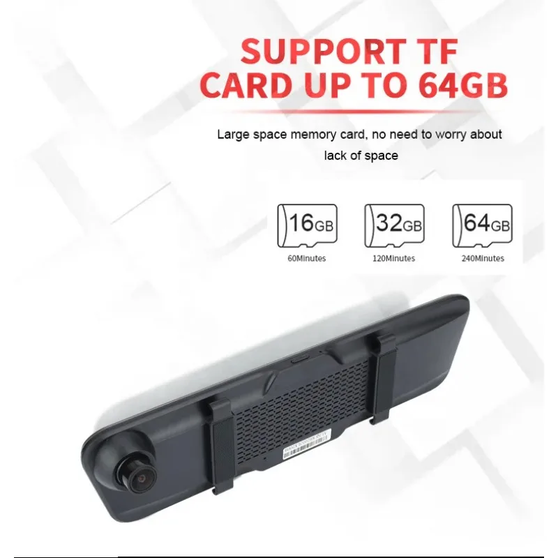 12 Inch HD 1440P WiFi Video Recorder Three Lens Rearview Mirror Dash Cam Full Screen Reversing Image GPS Recording Car Camera