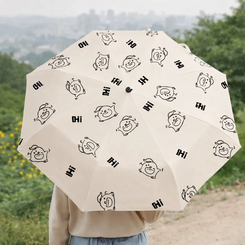 

Cartoon Pattern Portable Folding Umbrella Windproof Fully Automatic Sun Protection Umbrella Thick Cute 3 Folding Umbrella Beach