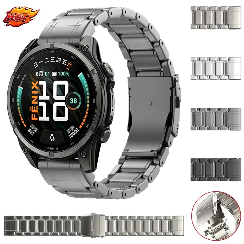 26/22mm Titanium QuickFit Strap for Garmin Fenix 9/9 Pro/Tactix 8 51/47mm alloy Replacement Wristband For Garmin Instinct 3 Belt