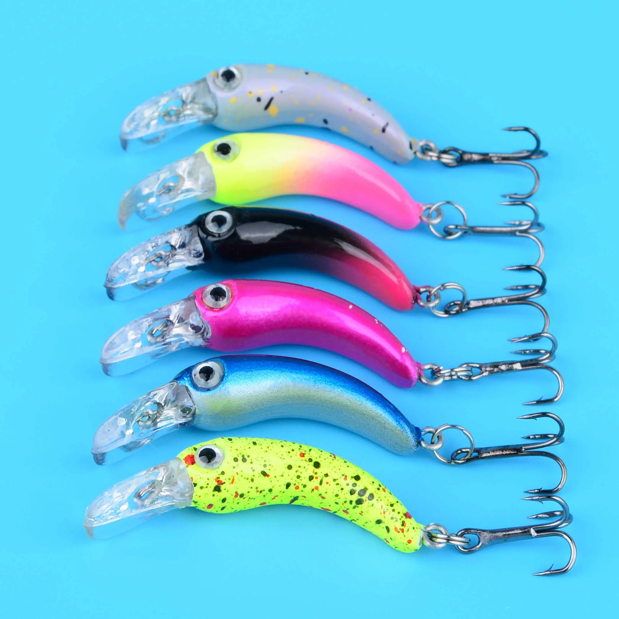 1pc Mini Minnow Wobblers Triangle Hooks Fish Popper Bass Tackle 4cm/1.5g Fishing Lures Crankbait Hard Plastic Bait