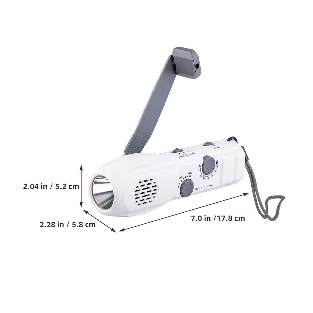 Multifunctional Hand Crank Flashlight LED Emergency Torch with Radio Sos Alarm USB Charging Built-in Generator for Outdoor