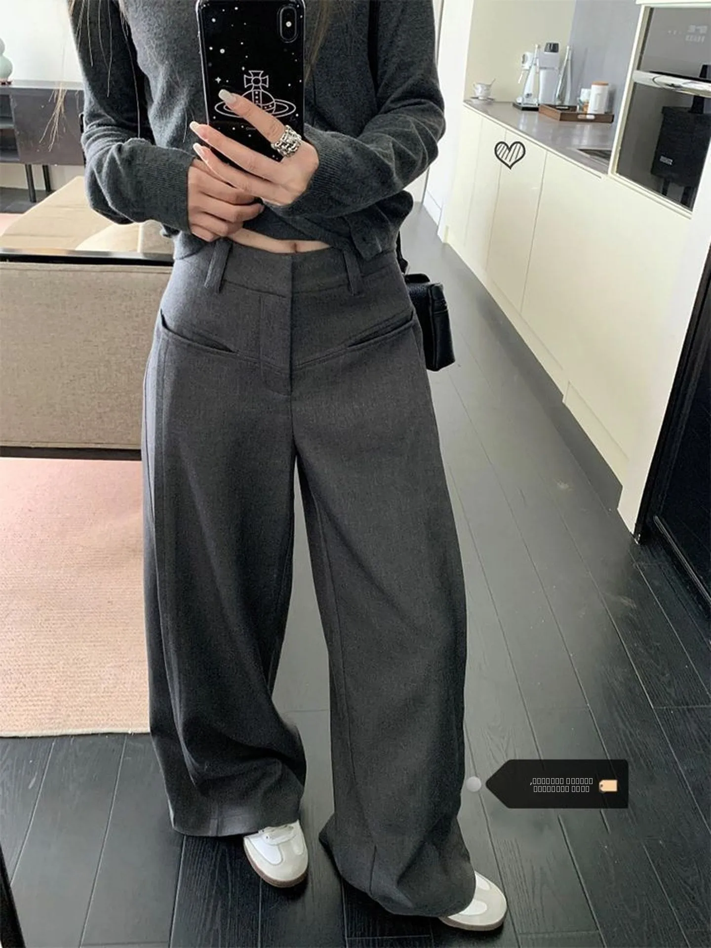 

Женские повседневные брюки с высокой талией, свободного кроя, осенне-зимние, новые, струящиеся, широкие, простого дизайна, с эффектом похудения