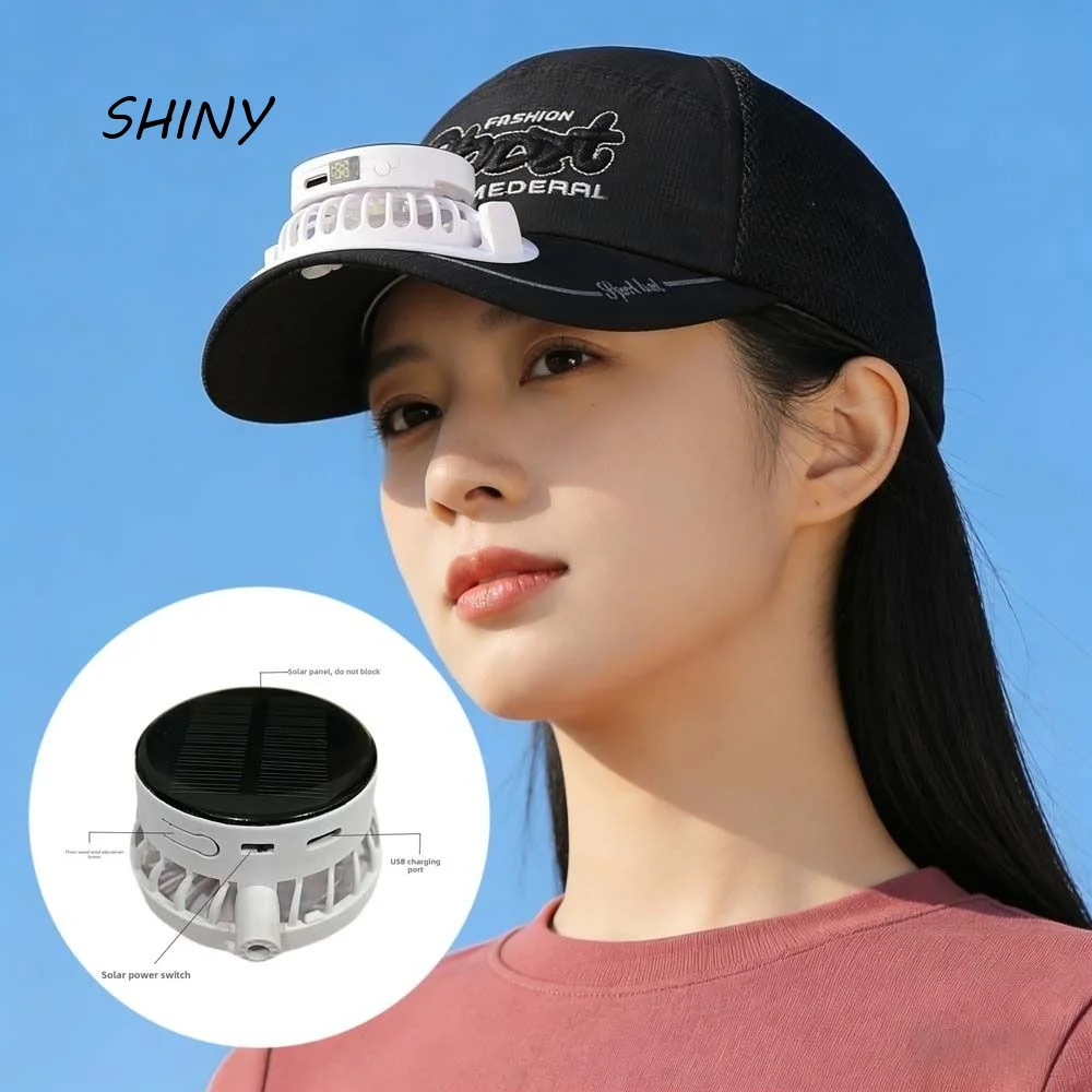 Portable Solar Powered Fan Baseball Cap Embroidered Letters Adjustable Rechargeable Fan Hat Versatile Lightweight