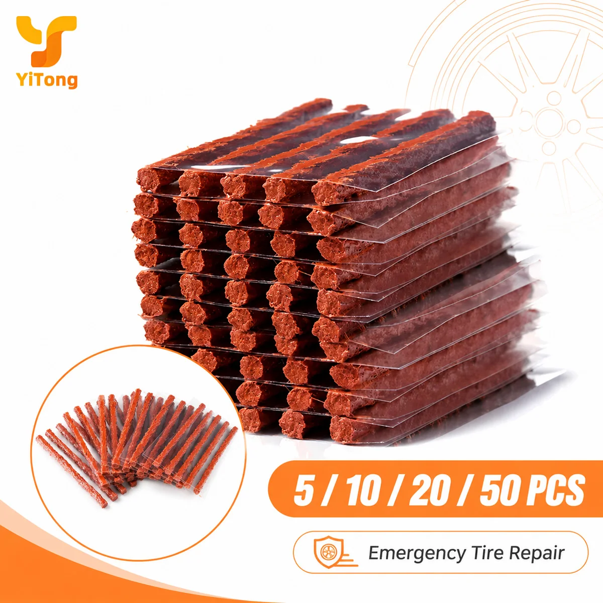 Yitong 5/10/20/50PCS Tire Repair Strips For Cars Motorcycles Vacuum Tires Emergency Repair Strips Rubber Repair Plugs Parts