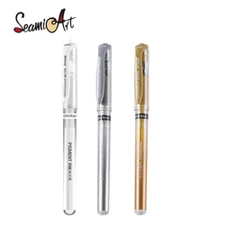 SeamiArt 1pc 1mm Gold Silver White Metallic Marker Pen Gel Pen For DIY Art Coloring Scrapbooking Signing Art Supplies Stationery