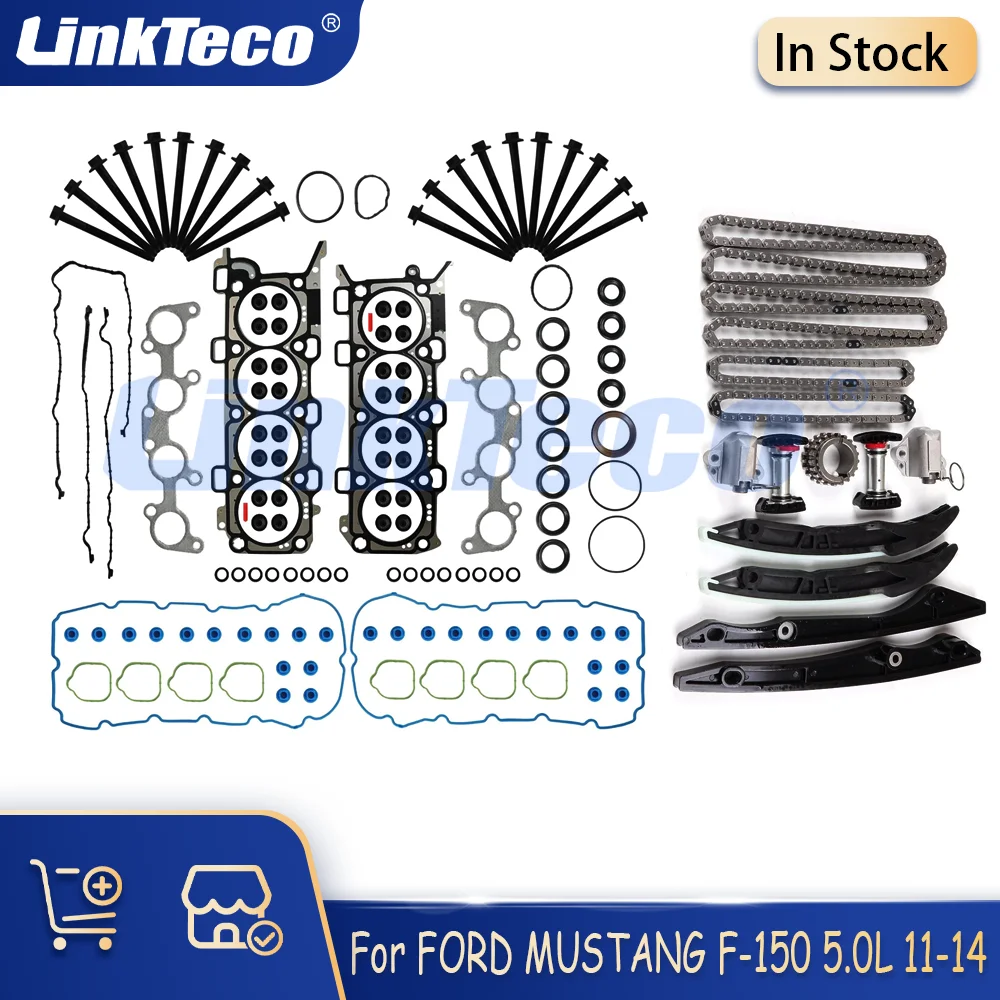 Full Head Gasket Set Bolts Timing Chain Kit Fit 5.0 L For 2011-2014 Ford F-150 FX2 FX4 XL XLT Mustang GT 5.0L DOHC HS26550PT