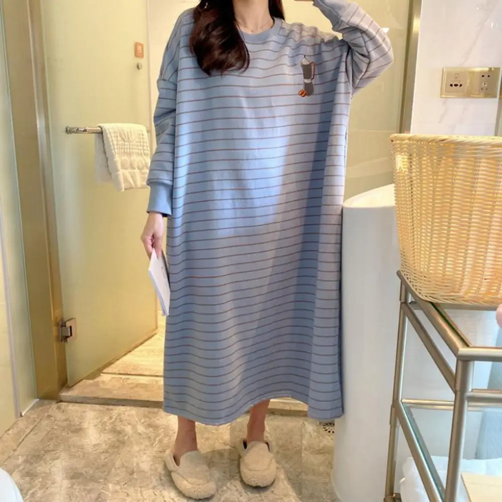 Women Fashion Loose Dress Autumn Winter Thicken Warm Cartoon Cute Oversized Pajamas Nightwear for Winter