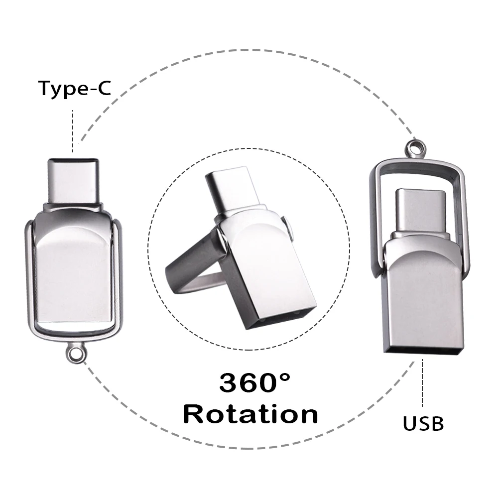 JASTER TYPE-C OTC هدية الأعمال محرك فلاش USB 128 جيجابايت ذاكرة معدنية صغيرة 64 جيجابايت محرك قلم عالي السرعة 32 جيجابايت فضي USB-C 16 جيجابايت 8 جرام