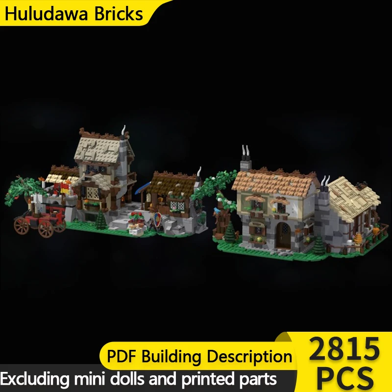 

Средневековый замок, модель MOC, строительные кирпичи, город, квадратный вид на улицу, модульная технология, детские праздничные подарки, сборные игрушки, костюм