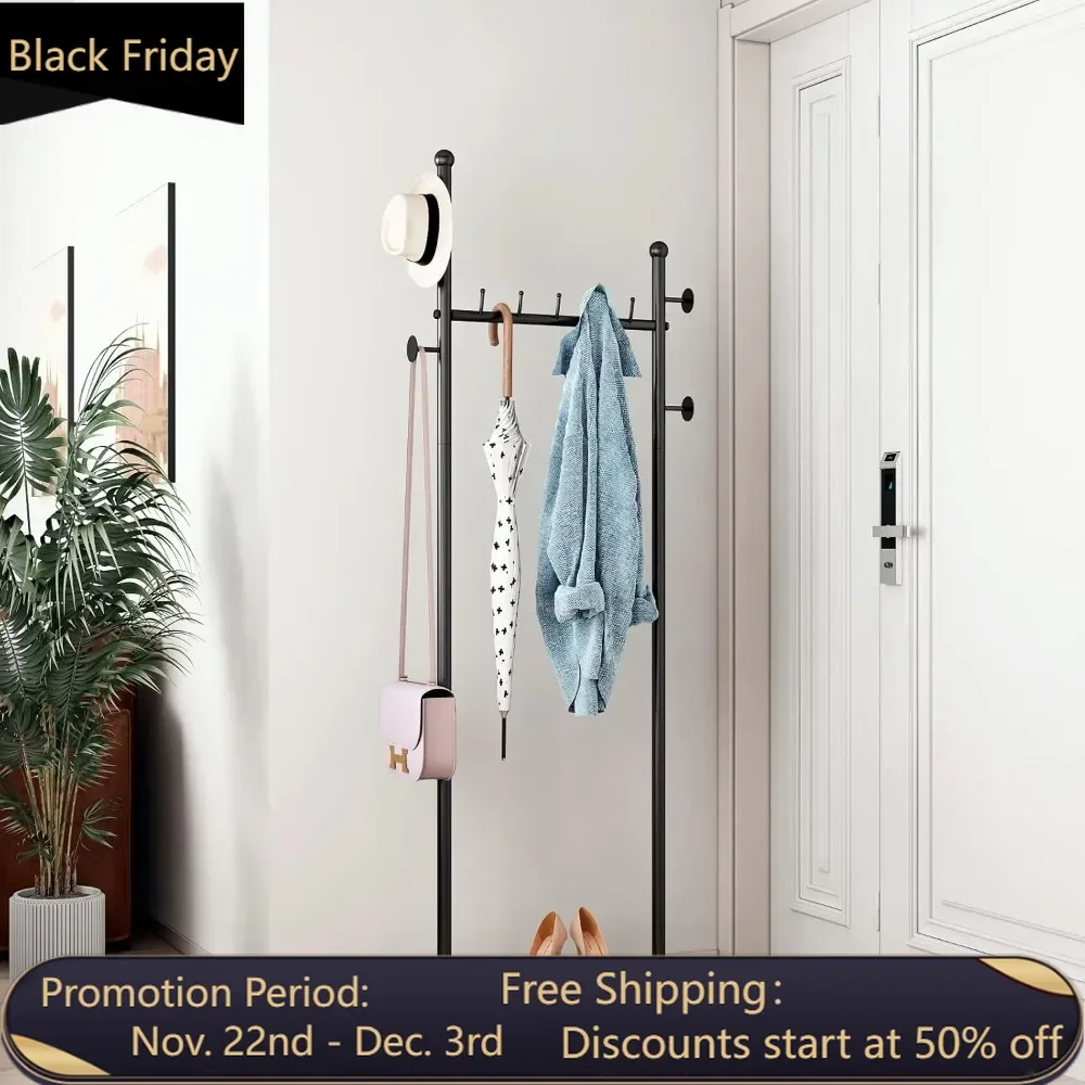 

Marble base, modern freestanding black coat rack with bedroom rack, hallway, heavy-duty clothes hanger at entrance