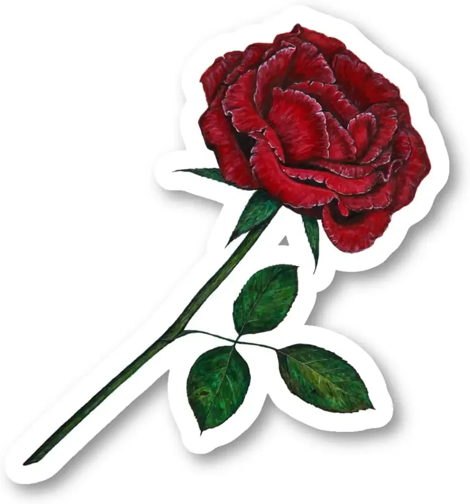 

4Pcs Red Rose Floral Stickers Beautiful Garden Pattern Waterproof Vinyl Decals For Laptops Water Bottles Notebooks Cars