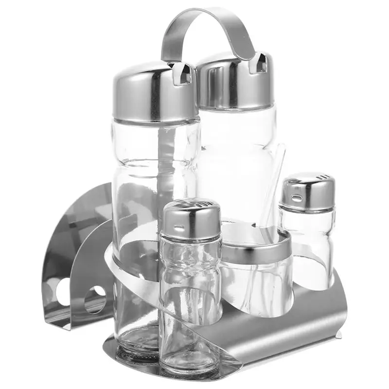 

Кухонная банка для приправ из нержавеющей стали и стекла, современный стиль, красивая и элегантная. Простота в использовании и легкость в уходе.-AT