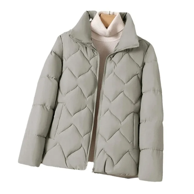 سترة قطن قصيرة سميكة دافئة بياقة واقفة فضفاضة مقاس كبير معطف نسائي للخريف والشتاء من القطن باركر 4477
