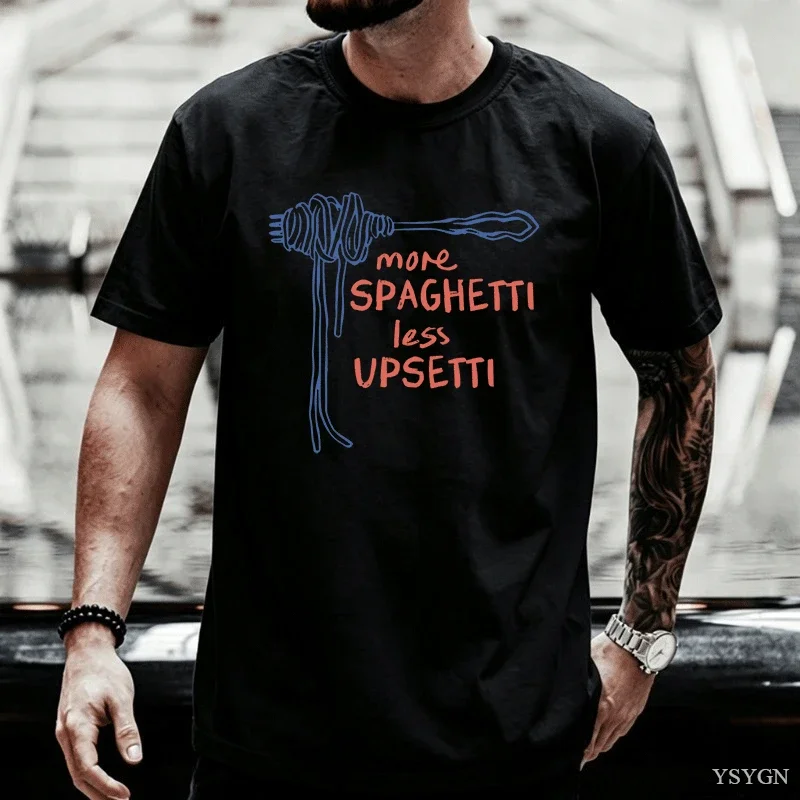Spaghetti T Shirt Funny Food T-Shirt Foodie Food Humor Printed Tshirt Cotton Short Sleeve Fast Shipping Pure Cotton Tees Clothes