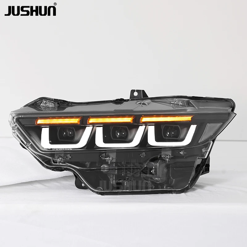 Upgrade Triple Lens LED Headlights Compatible Ford Mustang 24-26 Dynamic Flowing LED Turn Signal High Bright Projector Headlamp