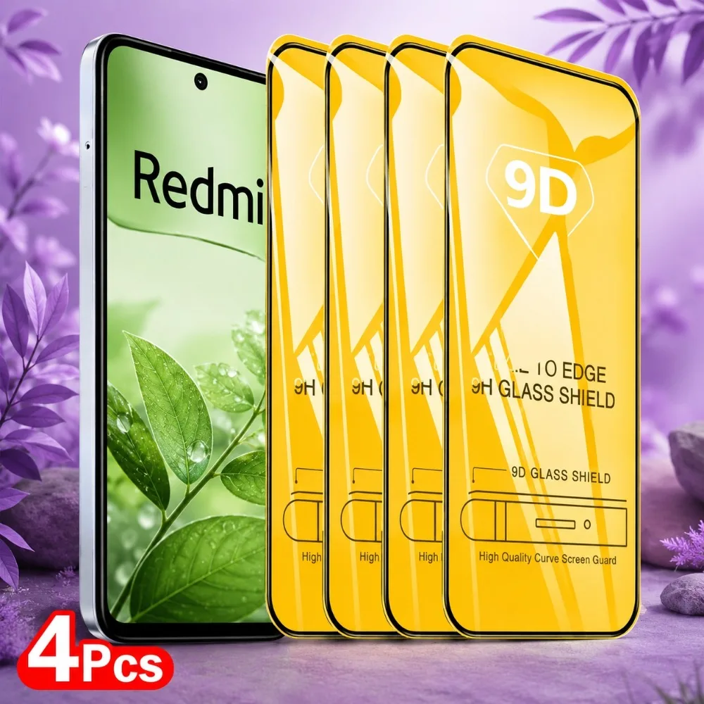 

4PCS Full Cover Screen Protector for Redmi Note 15 Pro 5G 14S 12S 11S 13 12 11 Pro Tempered Glass for Redmi 15C 14C 13C 12C 10A