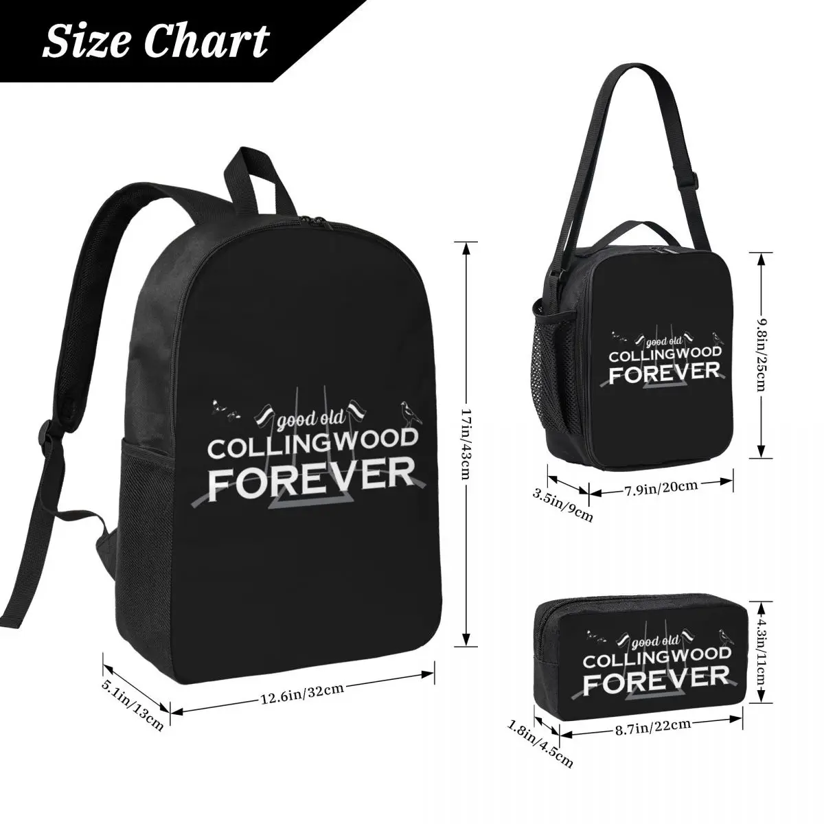 Good Old Collingwood Forever Backpack Student BookBag School Bag Computer Shoulder Bags 3ps Insulated Lunch Bag Pencil Case