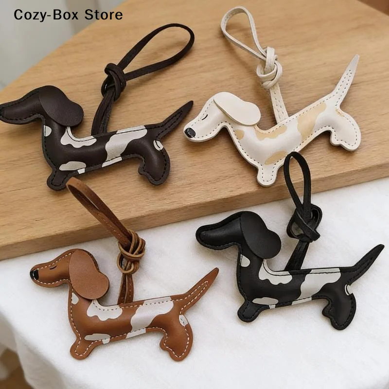 [ZY]Dachshund Dog Keychain Cute Pendant Puppy PU Leather Key Ring Accessory Animal Bag Charm Keys Ornament[ZY]