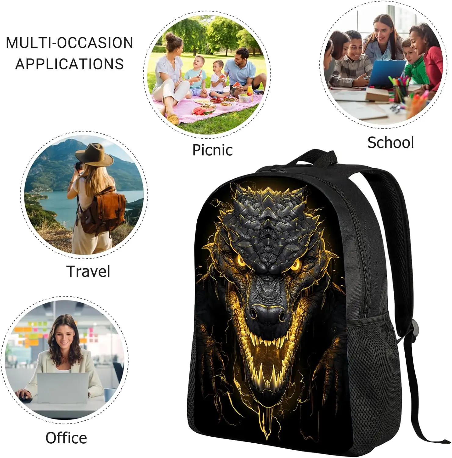 Zaino in coccodrillo per ragazzi e ragazze, zaino in coccodrillo imperatore fulmine freddo per la scuola e i viaggi, zaino per bambini grandi