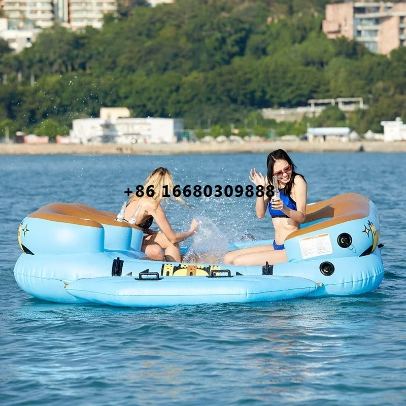 6 Person Inflatable Sand Castle Pool Floating Island for Water Party