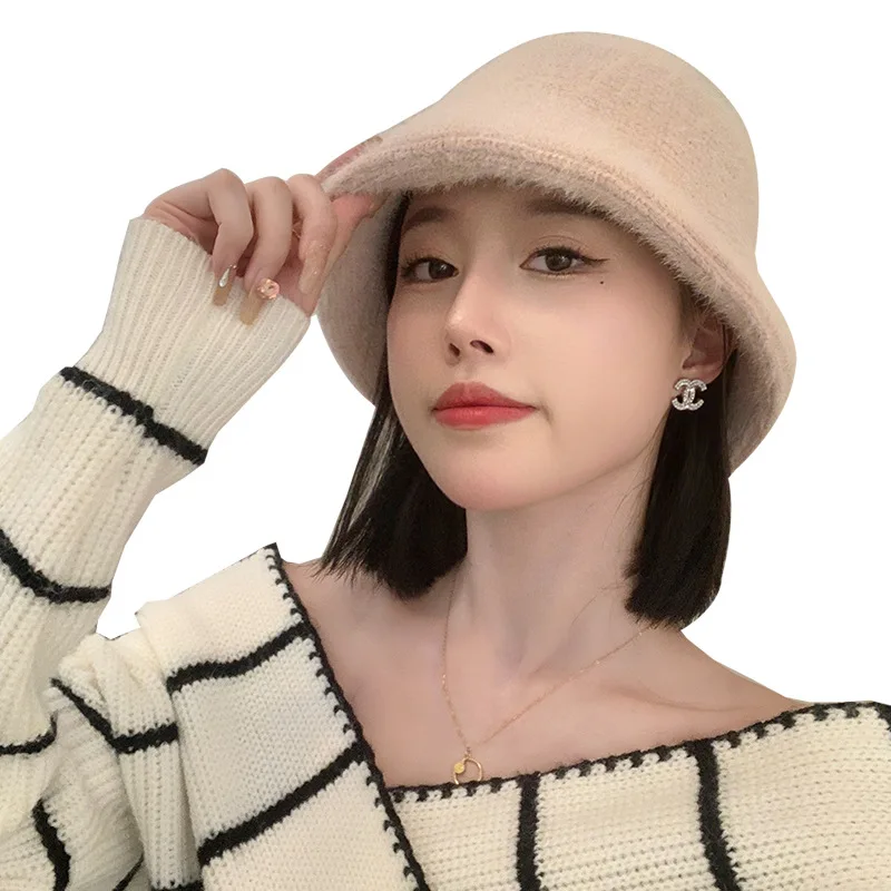 2024 Season New High-Grade Face-Looking Small Bucket Hat Cold-Proof Warm Knitted Trendy for Children