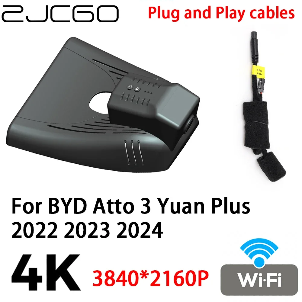 

ZJCGO 4K 2160P Car DVR Dash Cam Camera Video Recorder Plug and Play for BYD Atto 3 Yuan Plus 2022 2023 2024