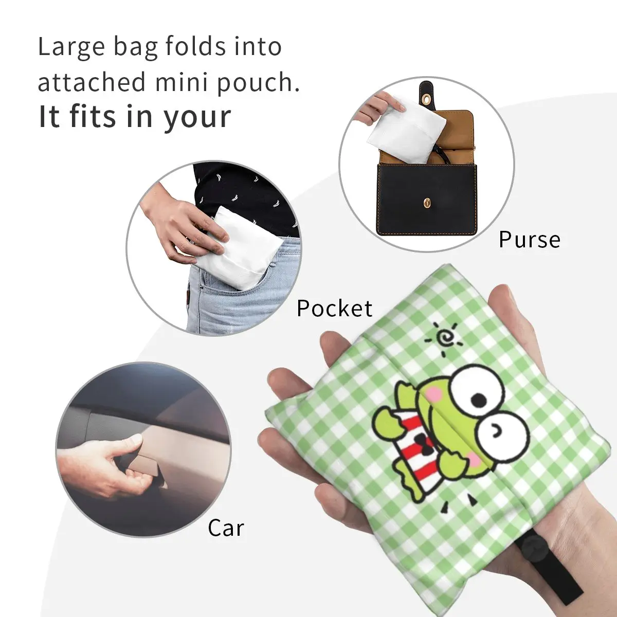 Bolso de hombro portátil del comprador de las comestibles de Anime de Manga de los bolsos de compras de Keroppi de la moda de encargo