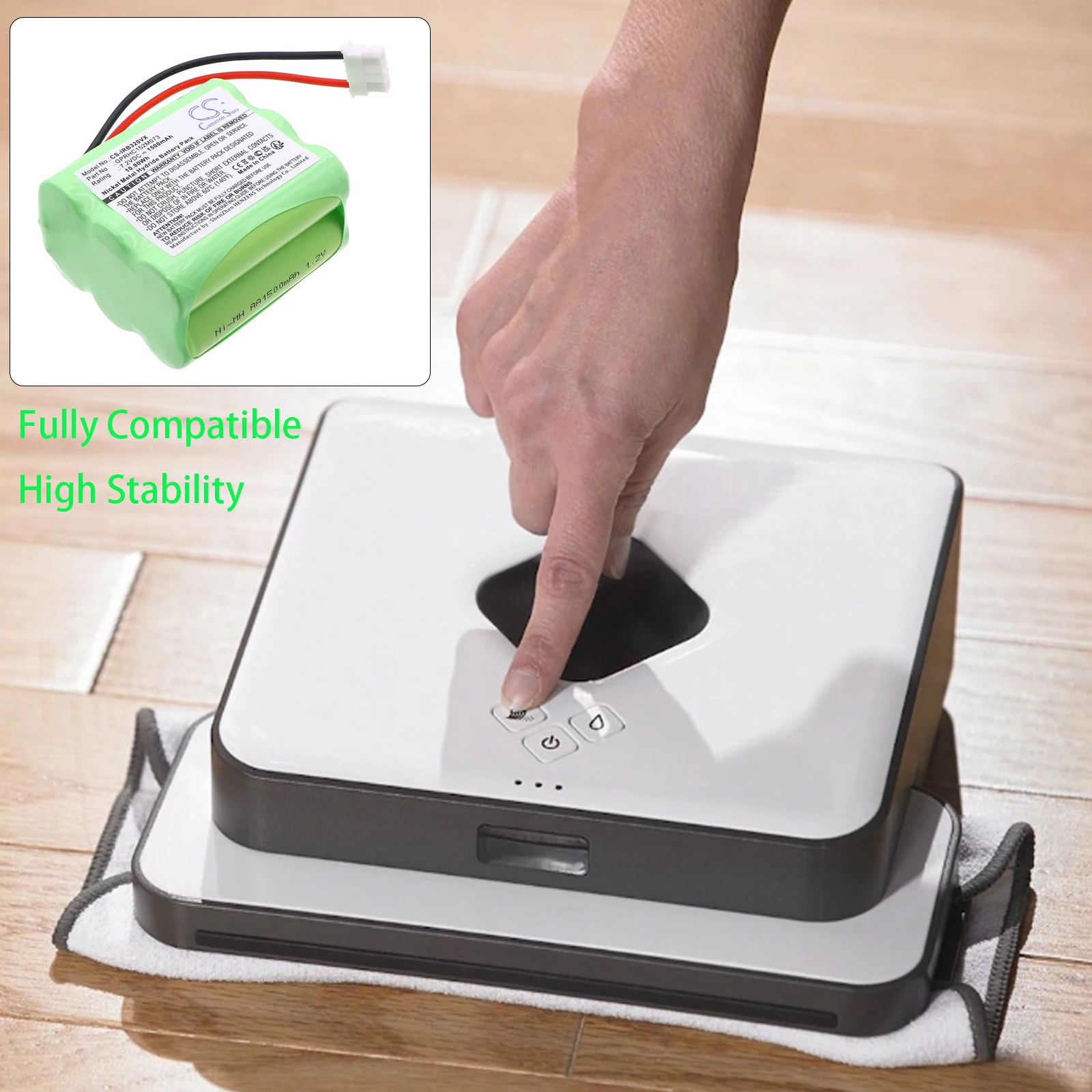CS Replacement Battery for iRobot Braava 320,Braava 321 PN:GPRHC152M073,4408927 1500mAh /
