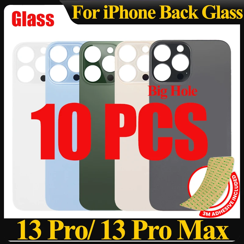 10PCS 2in1 Big Hole Rear Battery Back Door Glass For iPhone 13 Pro Back Cover IPhone 13 Pro Max Back Glass Replacement Part