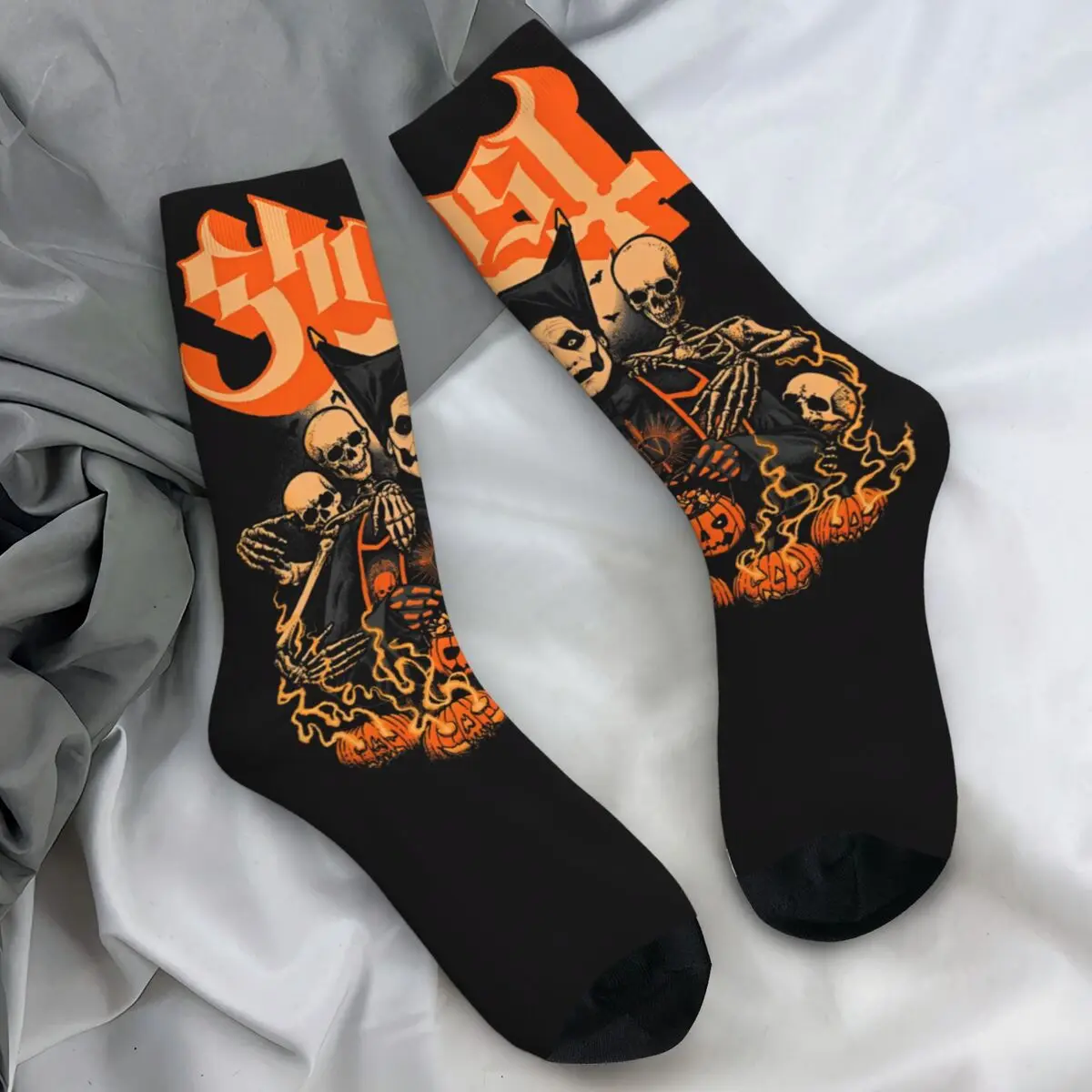 Swedish Ghost Rock Music Band Stockings Halloween Pumpkin Design Novelty Socks Autumn Anti-Slip Socks Men Running Quality Socks