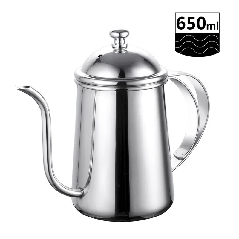 

650ml Gooseneck Kettle Coffee Pot Pour Over Drip Coffee Kettle with Long Narrow Spout Hand Coffee Maker Teapot Home Accessories