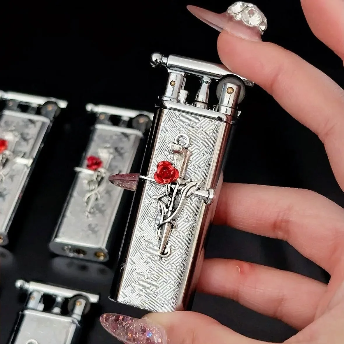 HOT High-end Handmade Retro Cross GAS Lighter with Metal Grinding Wheel and Open Flame Portable Lighter Smoking Gift