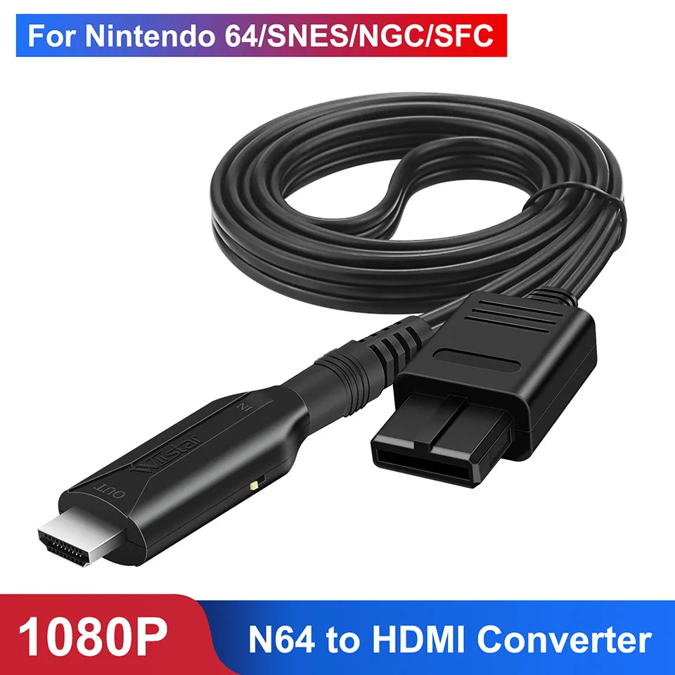 Adaptador convertidor N64 a HDMI Cable HDMI para Cable de vídeo N64/GameCube/SNES 1M macho a macho 1080P convertidor Nintendo64 a HDMI