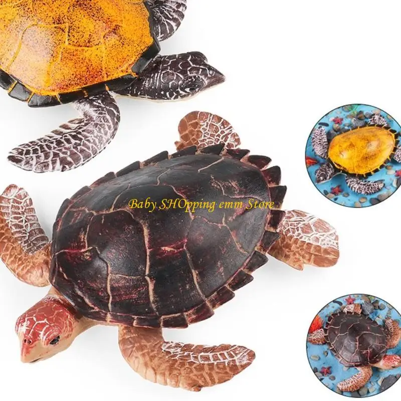 23GD Sea Creature Toy Hand Painted Turtles Figurine for Bath and Educational Fun