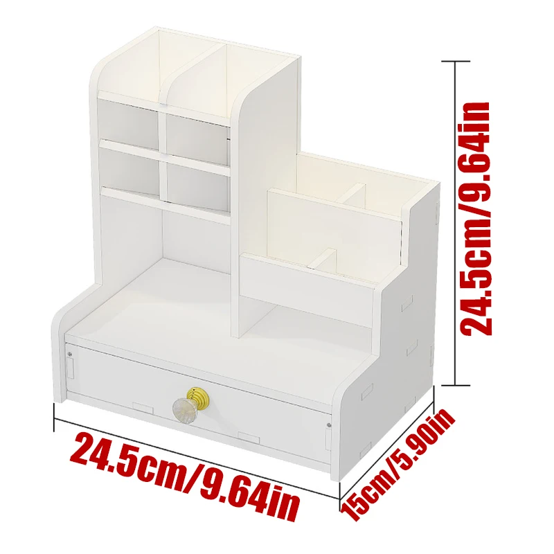 Multi Compartment Desktop Storage Rack With Drawers, Used For Office, Desk, Dressing Table, Cosmetics, And Stationery Storage