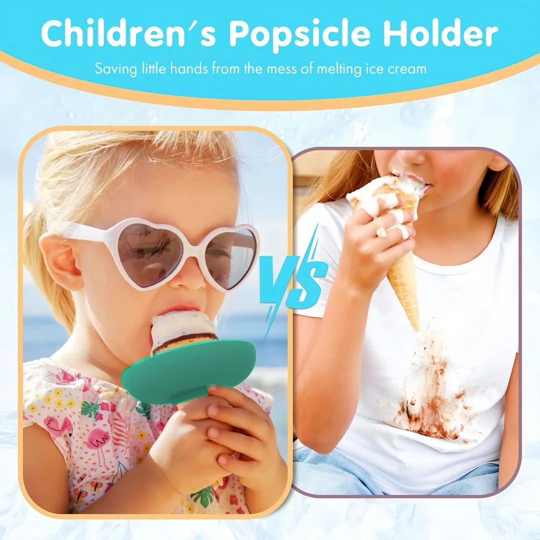 Portable Kids Ice Cream Holder Anti-Drip Silicone Ice Cream Tray Travel Reusable Popsicle Support Bracket Mess Free Gadget