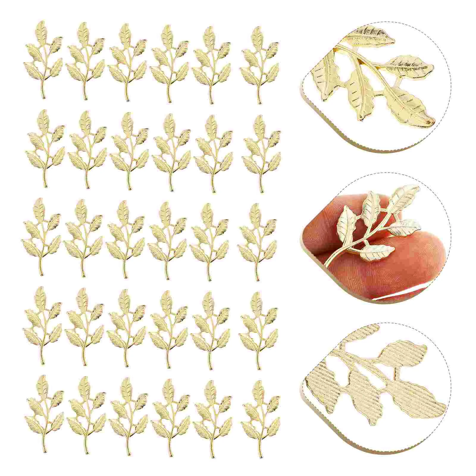 30 Pcs Jewelry Accessories Shiny Corset DIY Alloy Leaf Headdress Statue Decorations Phone Case Leaves Fashion Embellishments