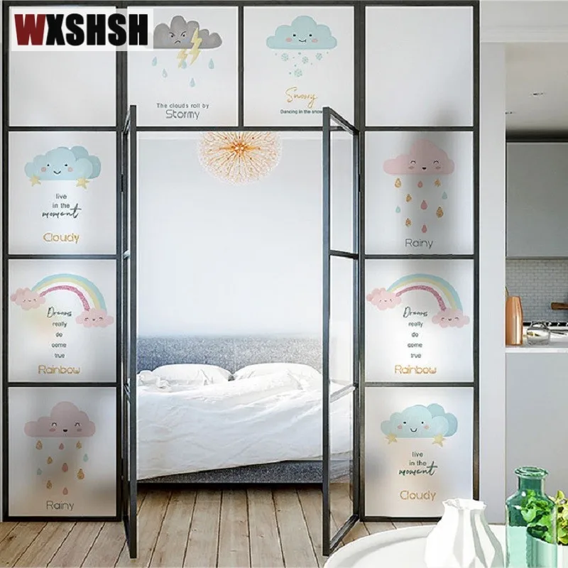 Custom Size Electrostatic Window Film PVC Cloud Style Glass Sticker Private Home Decals For Window Door Cabinet Table