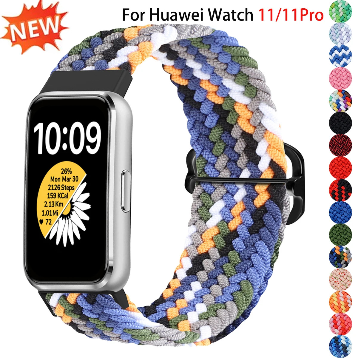 Nylon-Schlaufenarmband für Huawei Watch 11/11pro, geflochtenes Sportarmband für Huawei Band 11/11Pro NFC, elastisches Armband, Zubehör