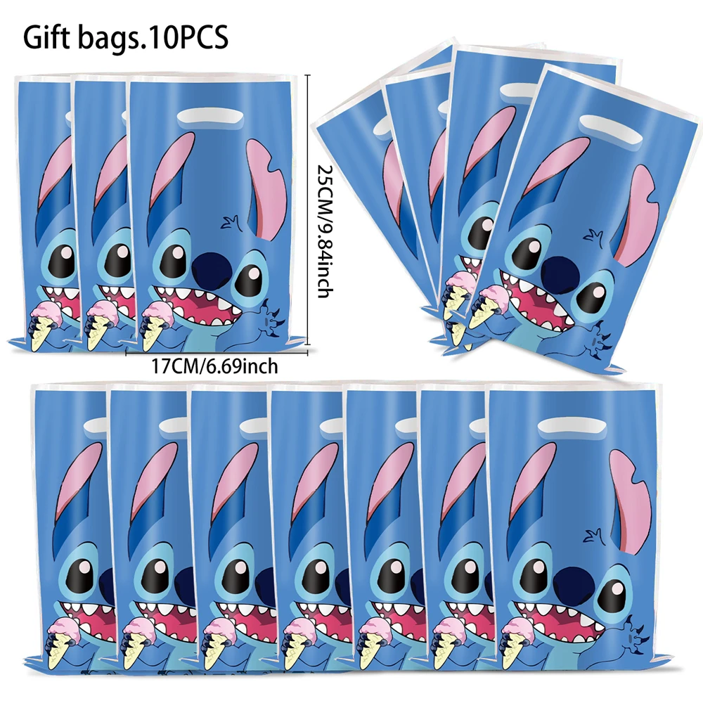 Stich Cartoon Engel Thema 10 teile/los Alles Gute Zum Geburtstag Party Mädchen Kinder Jungen Gefälligkeiten Geschenke Überraschung Süßigkeiten Taschen Dekorationen Beute Taschen