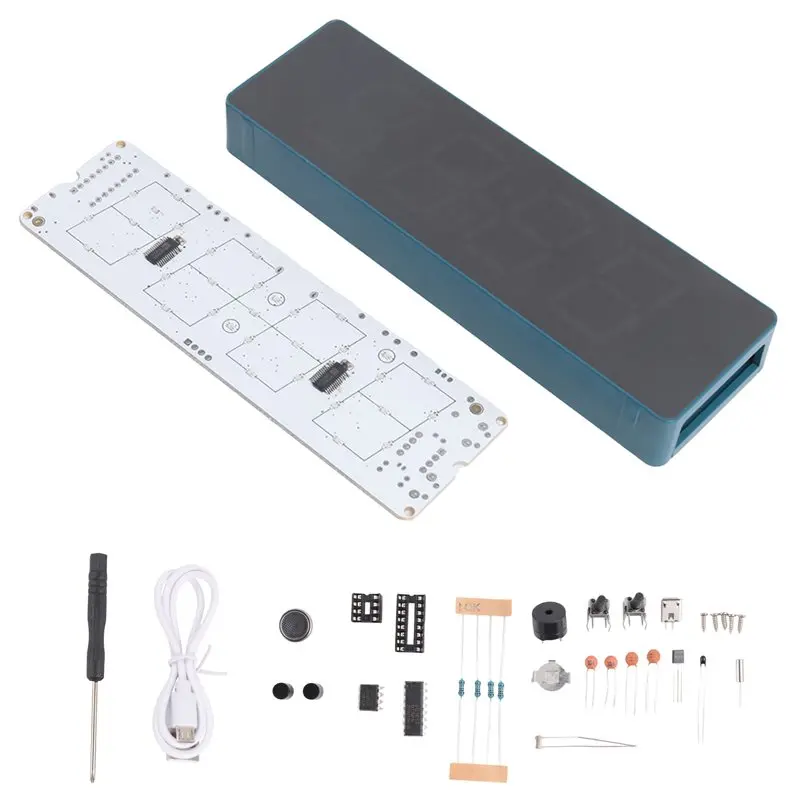 ABKJ-Soldering Practice Kit 4-Digit Digital Alarm Clock Kit With RGB Colorful Modes, Diplay DIY Clock Soldering Project Kit