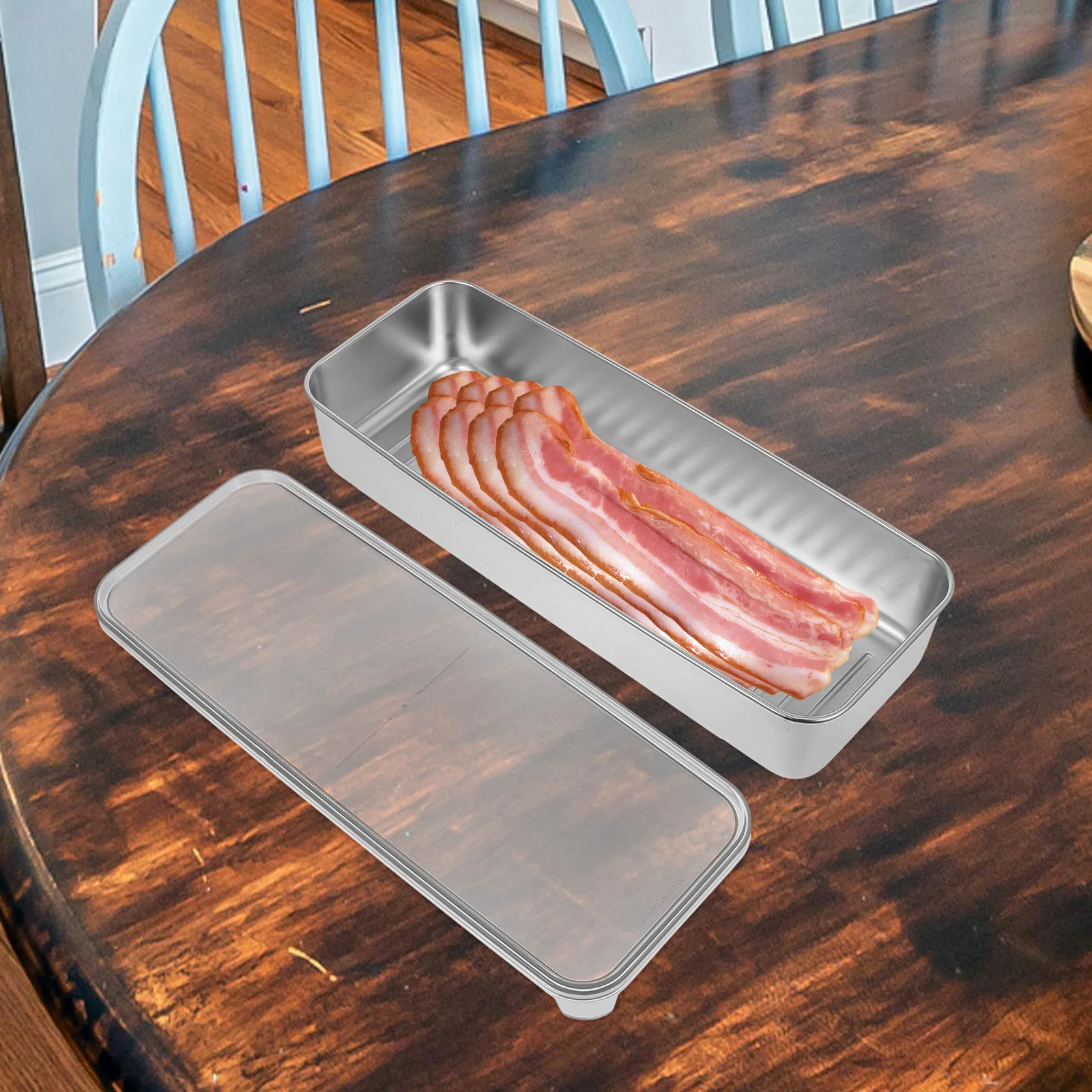 Stackable 304 Stainless Steel Food Container 27x10x5cm Bacon Keeper Fridge Storage Box Fruit Vegetable Saver Produce Container