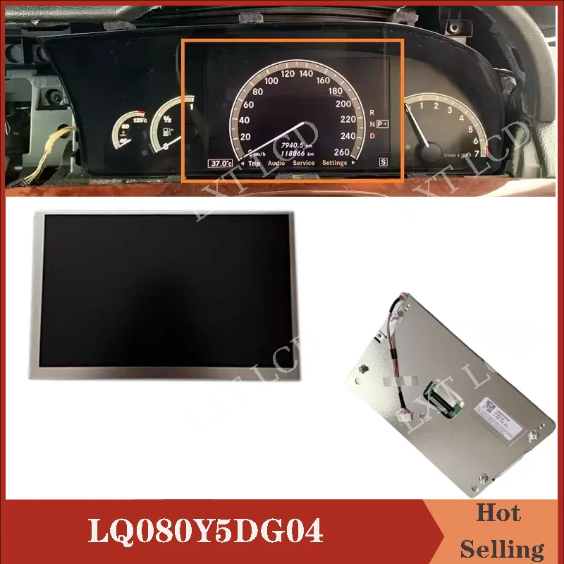 Original 8.0 inch LQ080Y5DG04 LCD Display Screen For Mercedes W221 W216 S450 S550 S600 CL550 CL600 Instrument Cluster